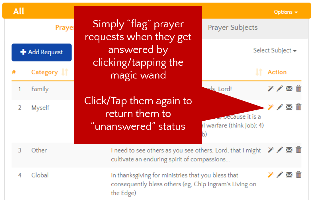 How to Use Answered Prayers in OnlinePrayerJournal.com Account - Image 1